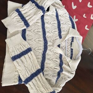 Women's Cream and Blue Sweater